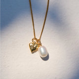 Pearl Heart Charm Necklace