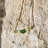 Jade & Pearl Line Necklace